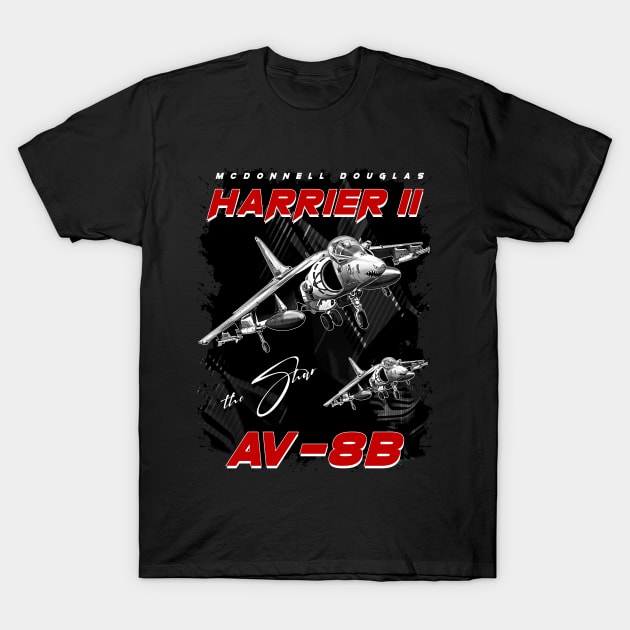 Harrier II AV-8B Ground-Attack Aircraft Fighterjet T-Shirt by aeroloversclothing